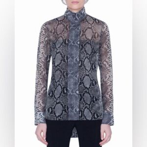 Akris Python-Print Silk Funnel-Neck Tunic (108)